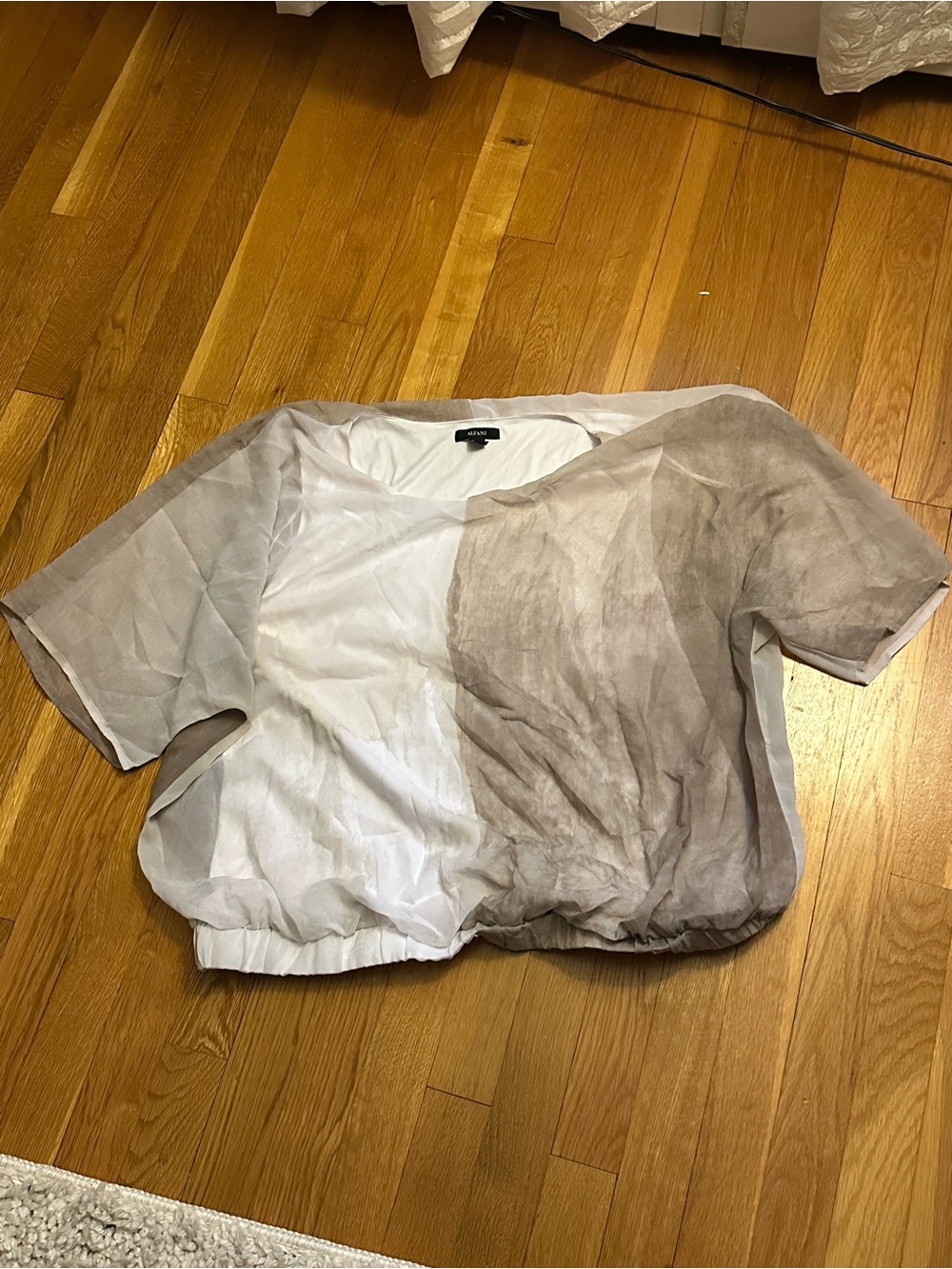 Alfani White Semi-Sheer Short Sleeve Top